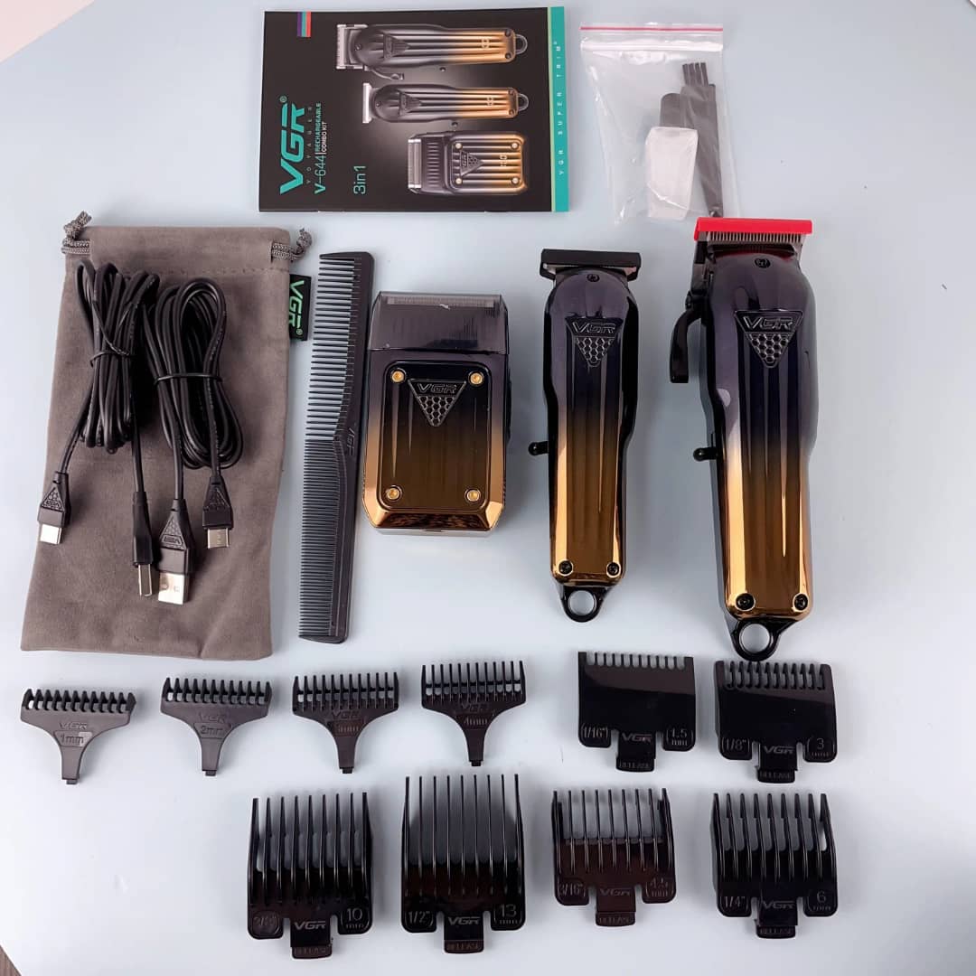 ماشین اصلاح مو و ریش برقی بی‌سیم حرفه‌ای | قابل شارژ | شامل ۳ قطعه | مناسب مردان