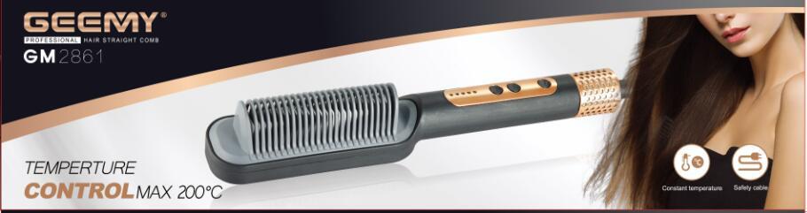 شانهٔ برقی صاف‌کنندهٔ مو برای آرایشگاه و استفادهٔ شخصی – دارای یون منفی و پنج درجهٔ تنظیم دما