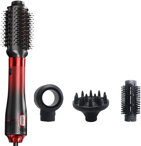 مو خشک‌کن برس‌دار حرفه‌ای | ۸ در ۱ | مناسب همه انواع مو | قرمز