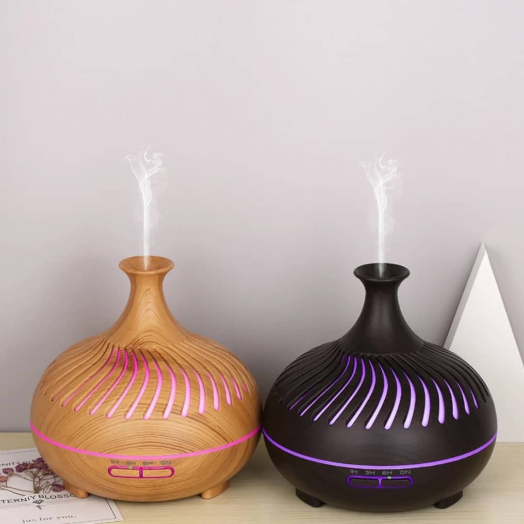 دیفیوزر آروماتراپی ۵۰۰ میلی‌لیتر با کنترل از راه دور و ۷ نور ال ای دی – تایمر، خاموشی خودکار و کارکرد بی‌صدا