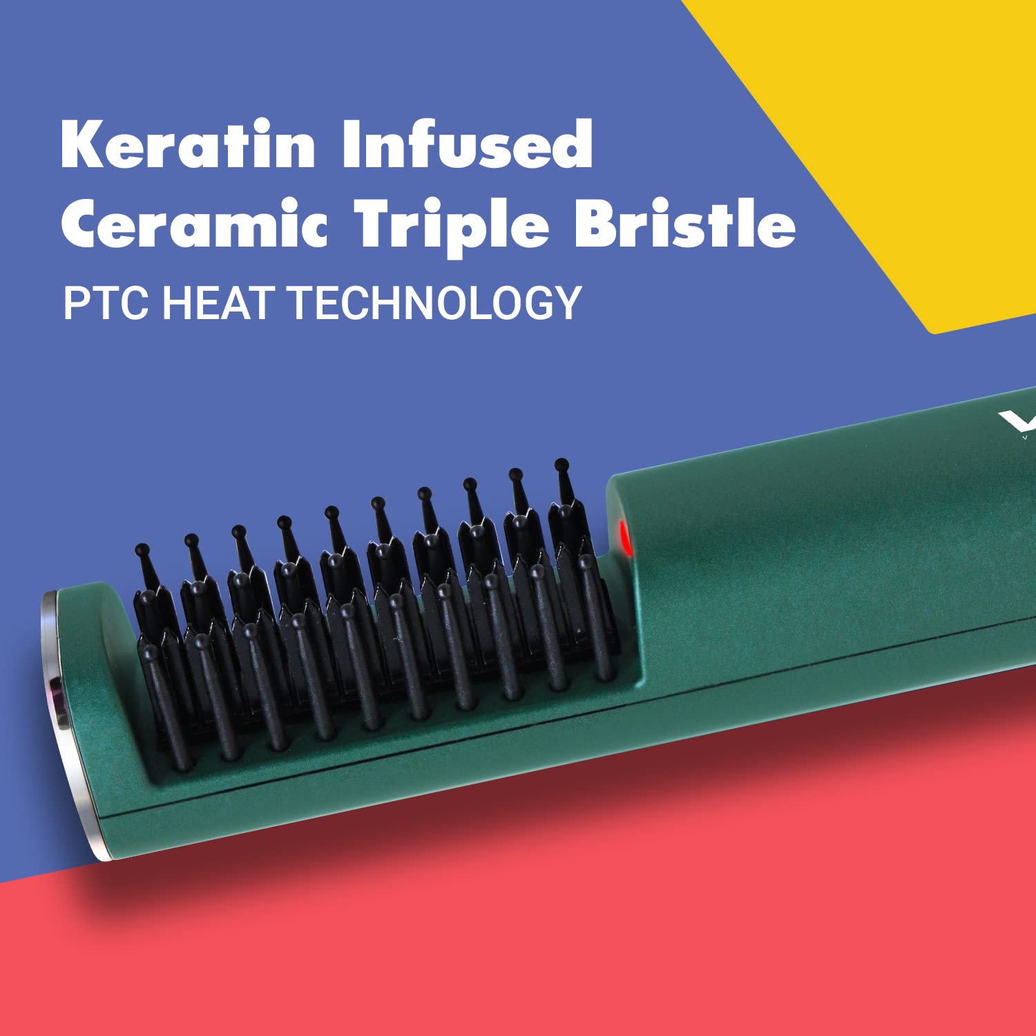 شانه صاف‌کننده مو قابل شارژ  – پوشش سرامیکی، دو تنظیم دما، زمان استفاده تا ۴۵ دقیقه (سبز دریایی)