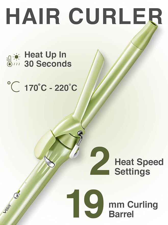 وی‌جی‌آر - ماشین برقی فر موی سرامیکی (سبز)