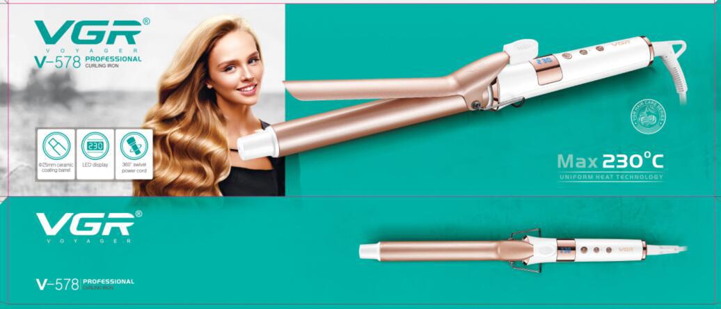 دستگاه فر موی حرفه‌ای برقی – فرکننده سریع با لولهٔ سرامیکی ۲۵ میلی‌متری، حداکثر دمای ۲۳۰ درجه سانتی‌گراد، قابل تنظیم  (سفید و رزگلد)