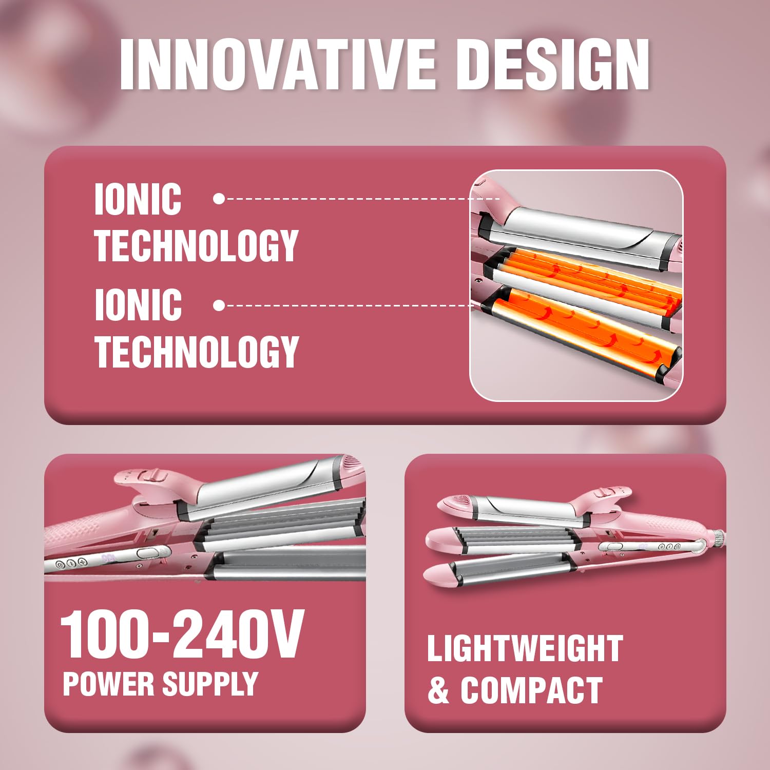 دستگاه زیبایی مو حرفه‌ای ۴ در  ۱– صاف‌کن، فرکننده، موج‌زن و موپیچ، مناسب سالن و منزل