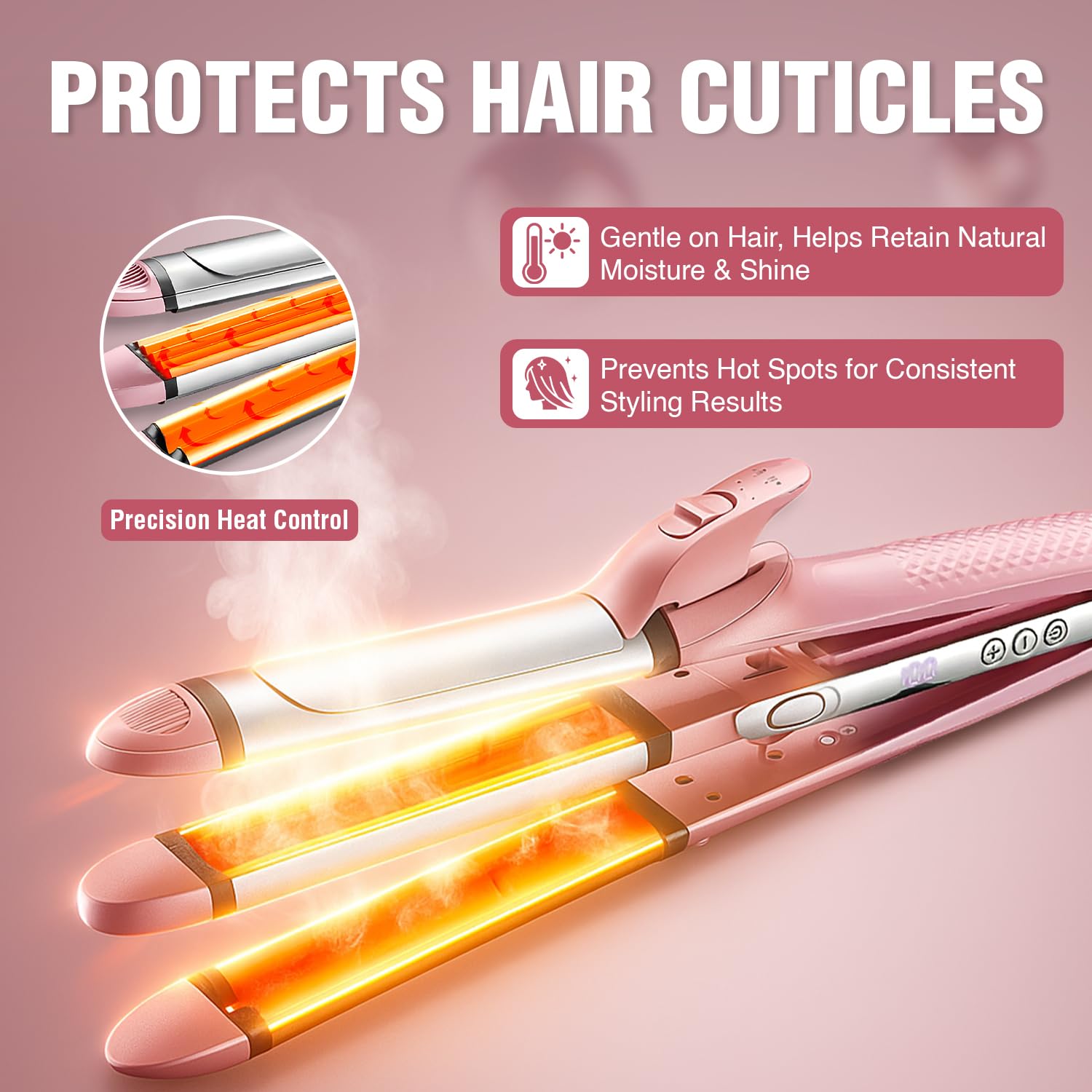 دستگاه زیبایی مو حرفه‌ای ۴ در  ۱– صاف‌کن، فرکننده، موج‌زن و موپیچ، مناسب سالن و منزل