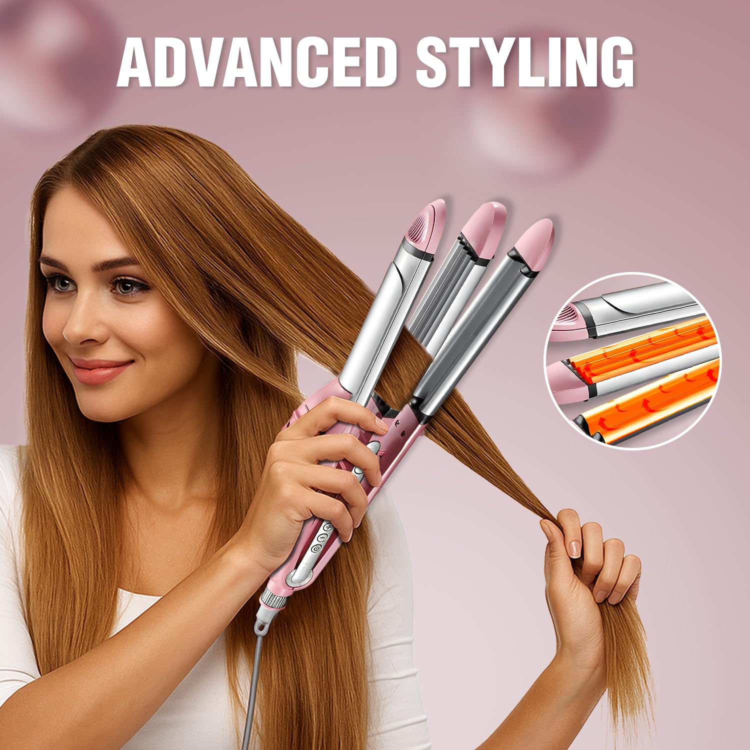 دستگاه زیبایی مو حرفه‌ای ۴ در  ۱– صاف‌کن، فرکننده، موج‌زن و موپیچ، مناسب سالن و منزل