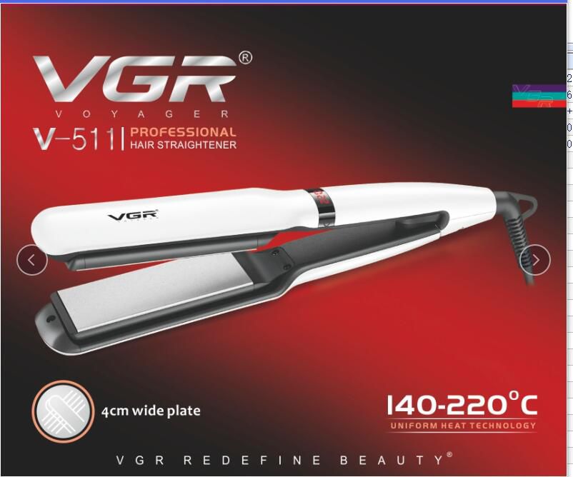 اتو موی حرفه‌ای وی‌جی‌آر با صفحات سرامیکی ۲٫۵ سانتی‌متری، دارای فناوری حرارت یکنواخت، مناسب برای تمام انواع مو