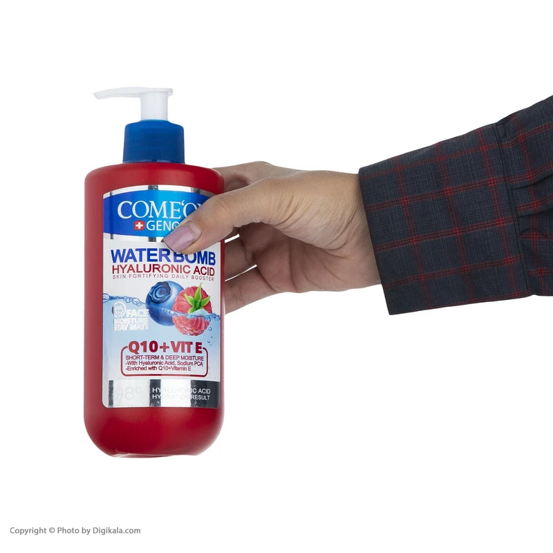 کرم آبرسان صورت و بدن کامان مدل واتربمب کیوتن + ویتامین ای - مخصوص همه انواع پوست، بدون چربی، حجم 500 میلی‌لیتری