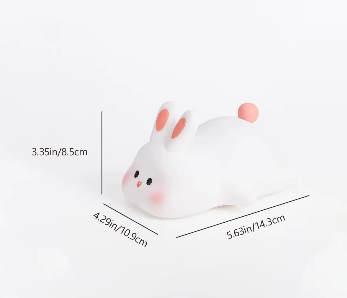 چراغ شب سیلیکونی سامالیکار | چراغ قابل شارژ لمسی، تایمر دار | طرح خرگوش بامزه | مناسب اتاق دختر و پسر