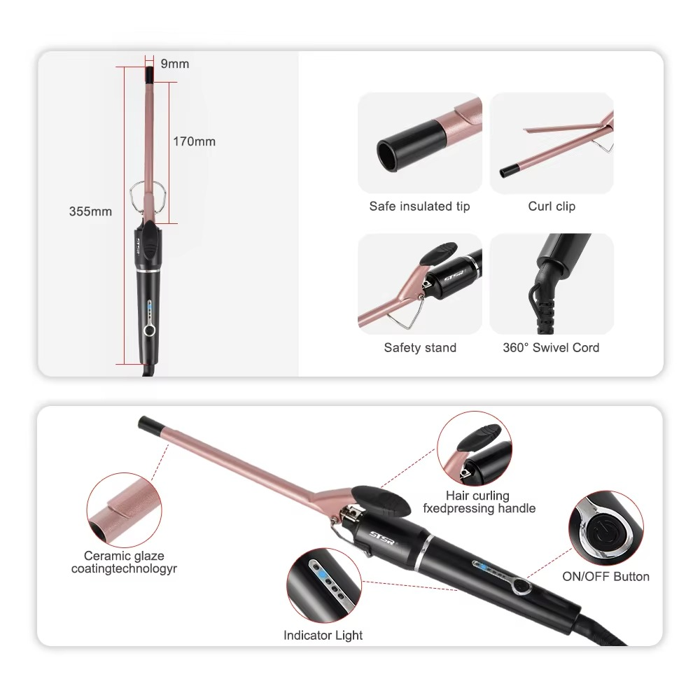 فرکننده مو با پوشش تورمالین برای فرهای افرو