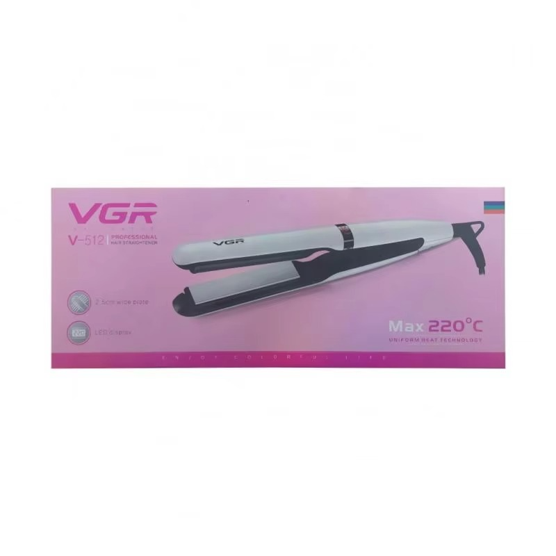 اتو موی حرفه‌ای وی‌جی‌آر با صفحات سرامیکی ۲٫۵ سانتی‌متری، دارای فناوری حرارت یکنواخت، مناسب برای تمام انواع مو