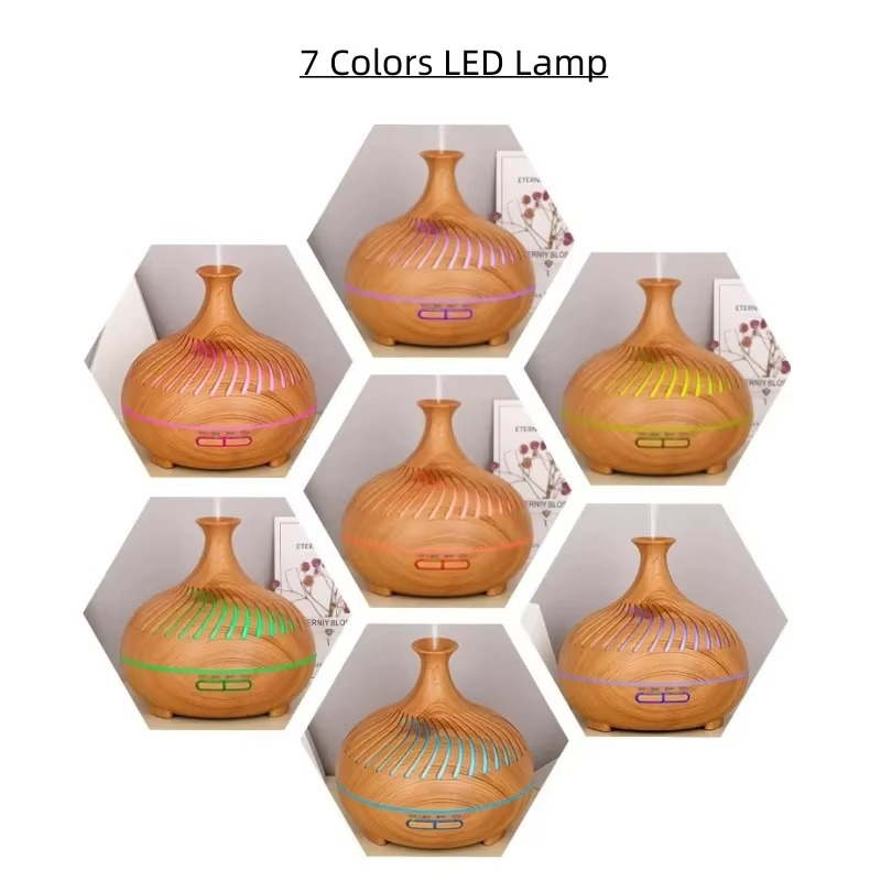 دیفیوزر آروماتراپی ۵۰۰ میلی‌لیتر با کنترل از راه دور و ۷ نور ال ای دی – تایمر، خاموشی خودکار و کارکرد بی‌صدا