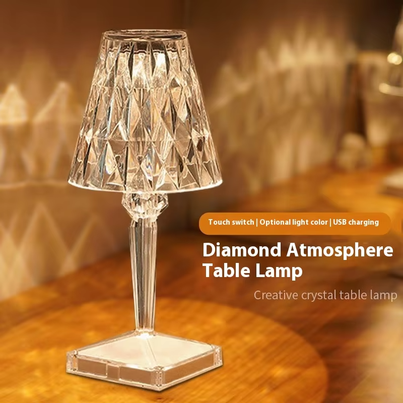 چراغ رومیزی کریستالی با چند رنگ و روشنایی قابل تنظیم