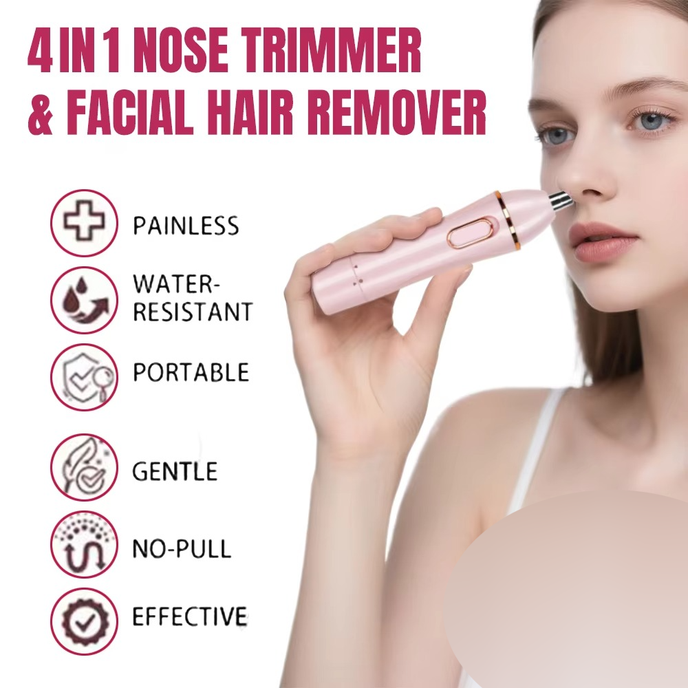 ماشین اصلاح برقی چهارکاره بانوان – حذف مو، شارژ با یو‌اس‌بی، شانهٔ بینی و ابرو، قابل حمل