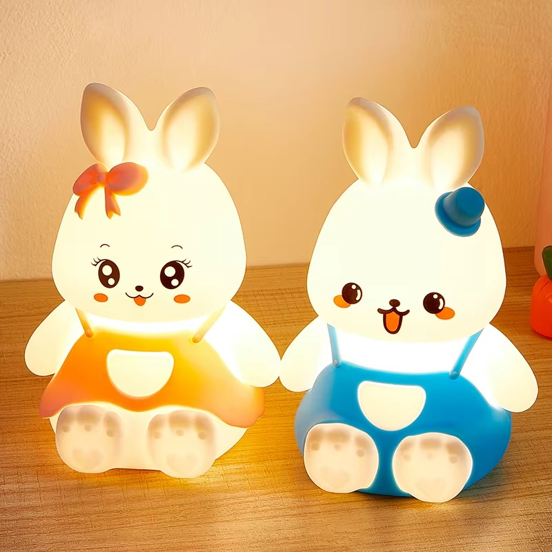 چراغ شبانه خرگوشی بامزه با هفت رنگ، ساخته شده از سیلیکون نرم – مناسب اتاق کودک با کنترل لمسی