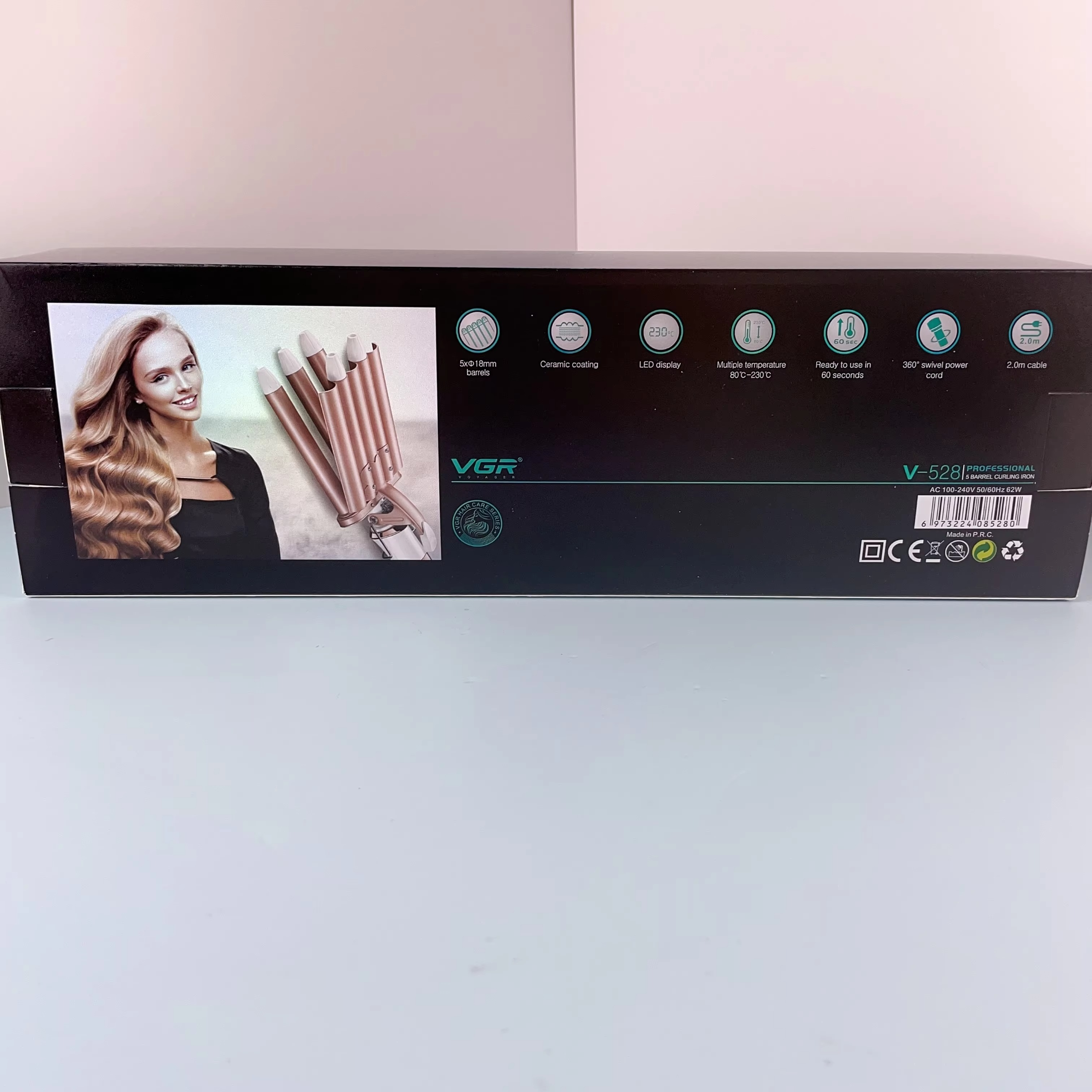 ماشین موج‌دهندهٔ مو پنج لوله‌ای وی‌جی‌آر (قطر ۱۸ میلی‌متر) با پوشش سرامیکی