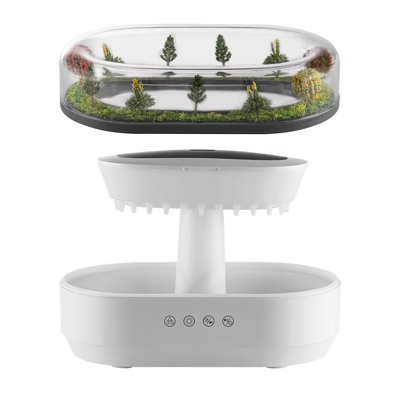 رطوبت‌ساز ابر باران با چراغ شب و آرام‌بخش