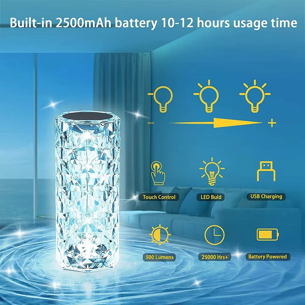 چراغ کریستالی ( ال ای دی ) با طرح رز و تغییر رنگ