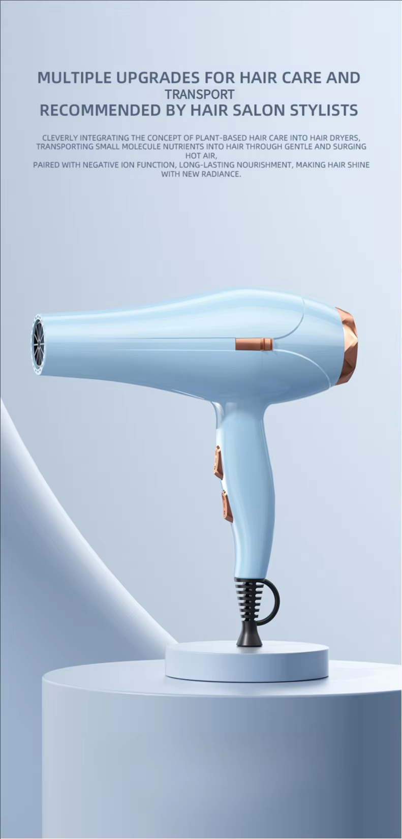 موی خشک کن حرفه‌ای سالن با توان بالا، باد گرم و سرد، دیفیوزر