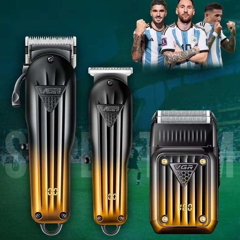 ماشین اصلاح مو و ریش برقی بی‌سیم حرفه‌ای | قابل شارژ | شامل ۳ قطعه | مناسب مردان