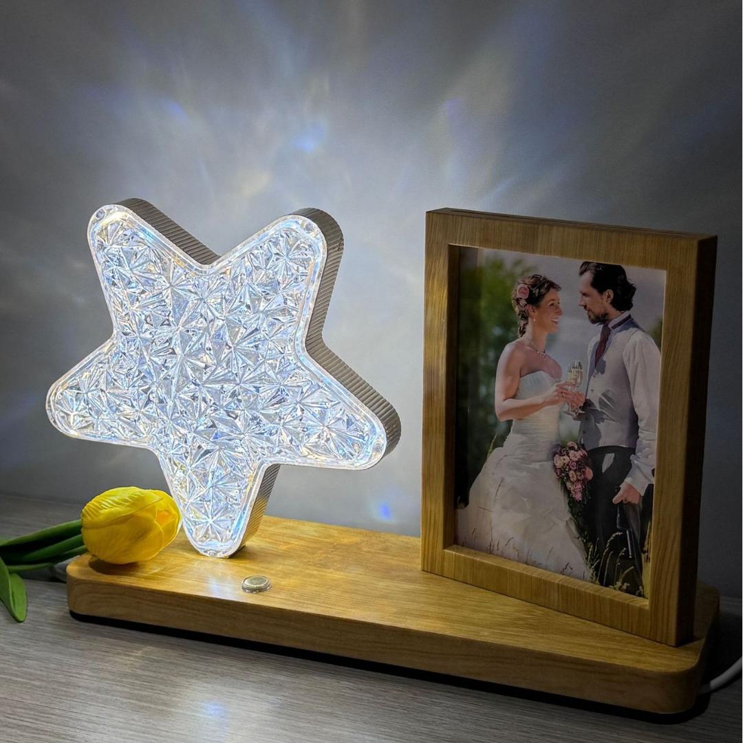 چراغ چوبی کریستالی به‌شکل قلب