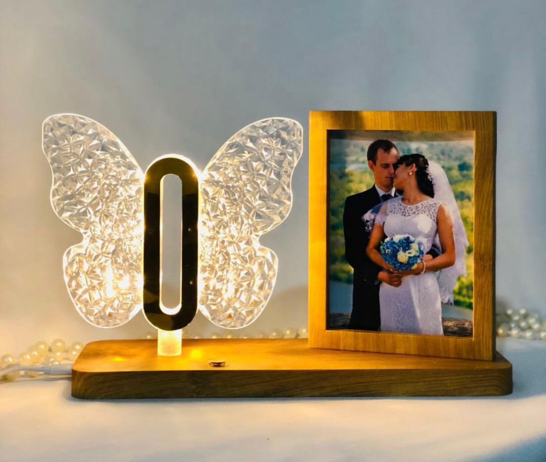 چراغ چوبی کریستالی به‌شکل قلب