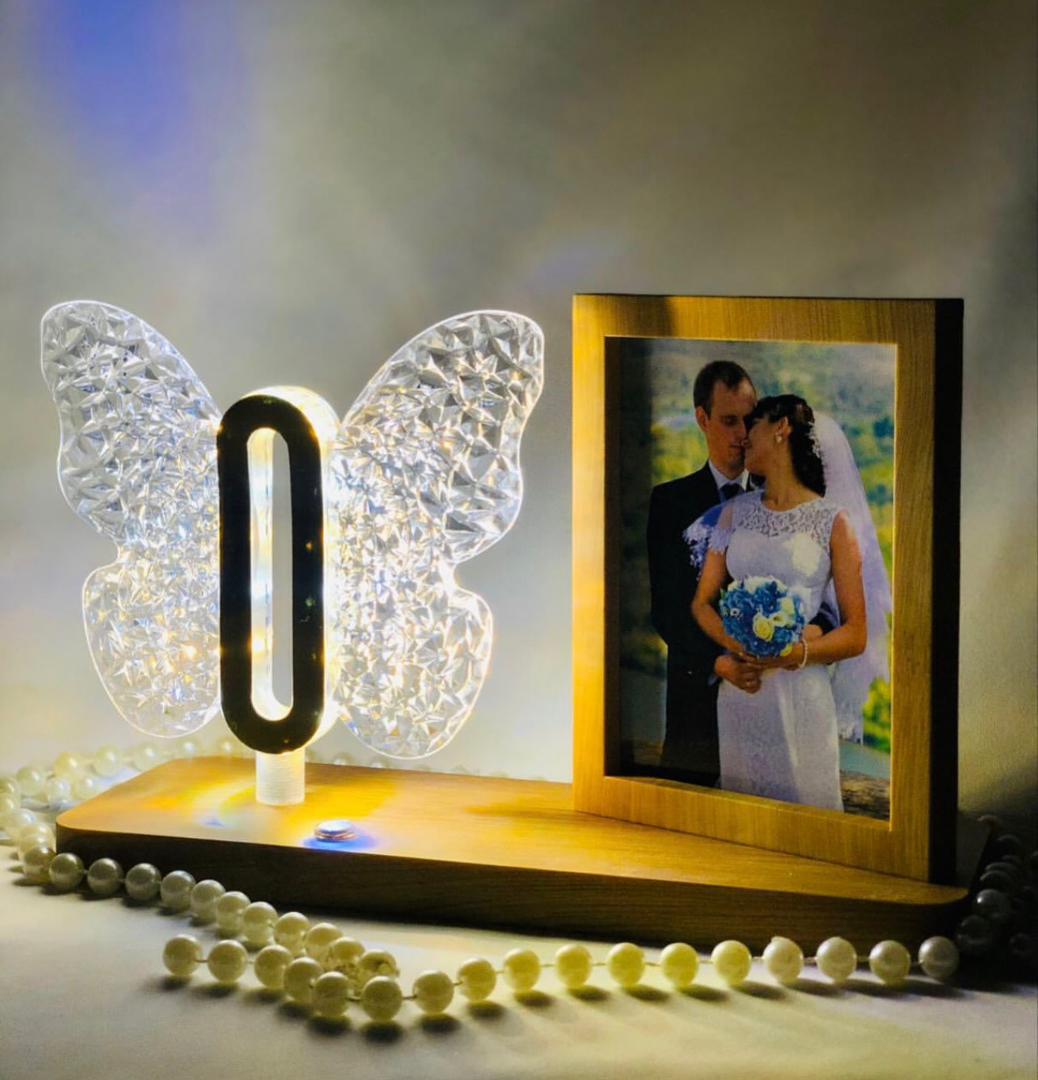 چراغ چوبی کریستالی به‌شکل قلب