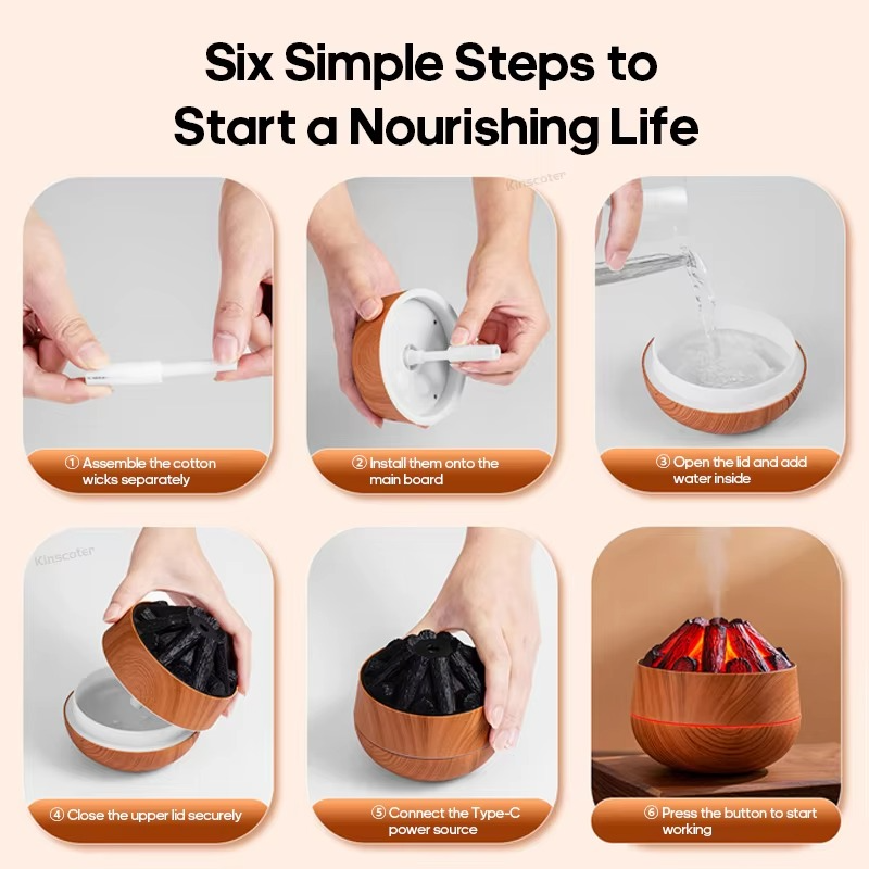 رطوبت‌ساز شعله‌ای ۳۰۰ میلی‌لیتری مدل چوبی