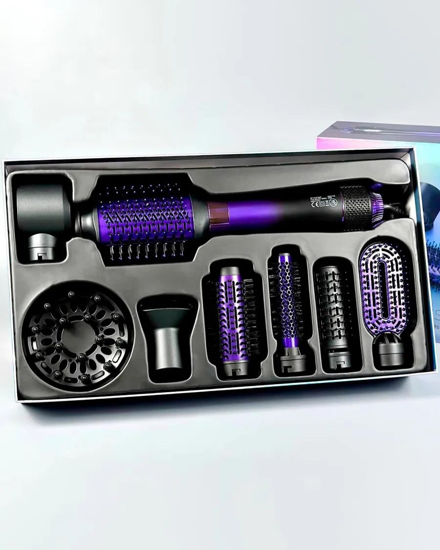 مو خشک‌کن برس‌دار حرفه‌ای | ۸ در ۱ | مناسب همه انواع مو | قرمز