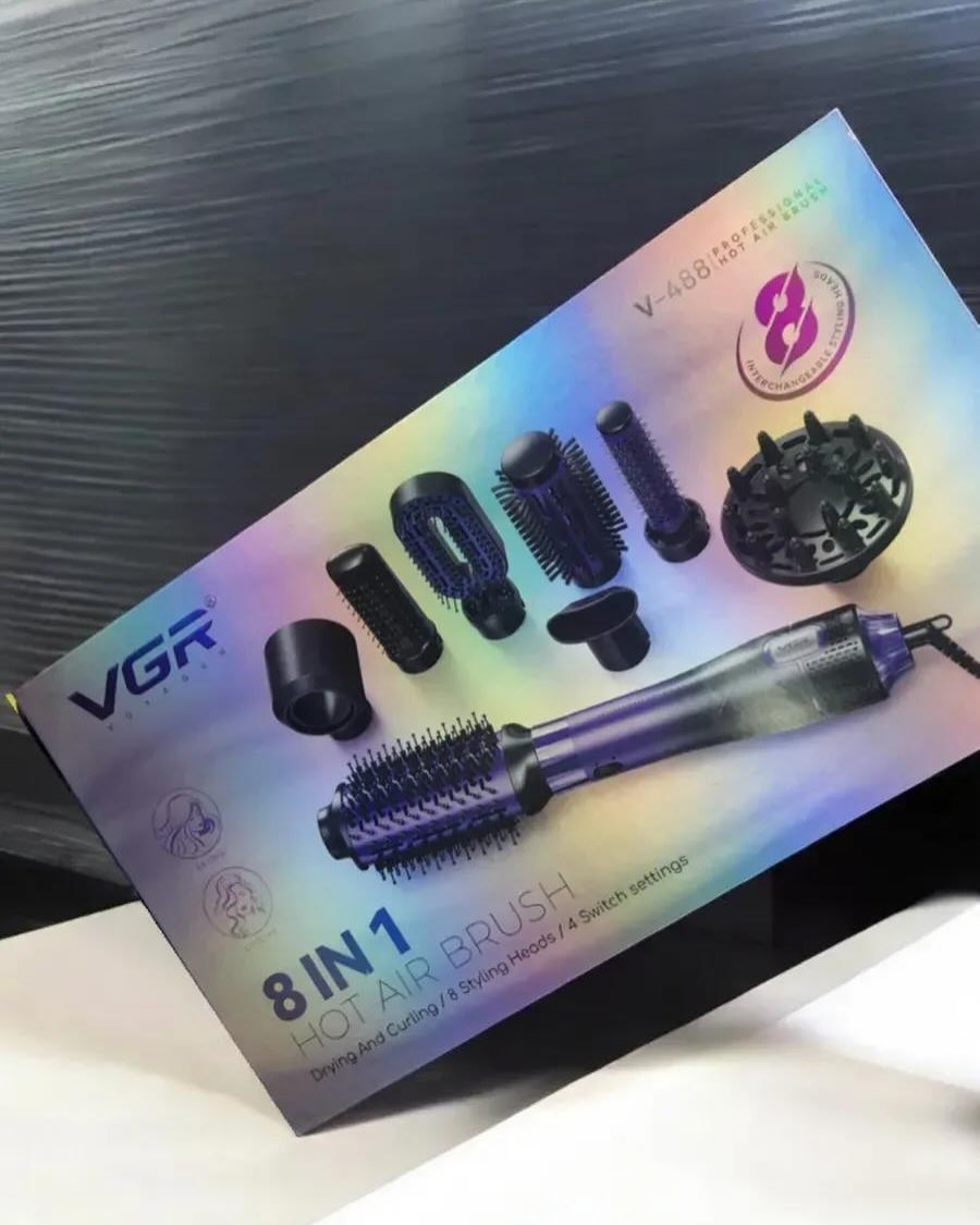 مو خشک‌کن برس‌دار حرفه‌ای | ۸ در ۱ | مناسب همه انواع مو | قرمز