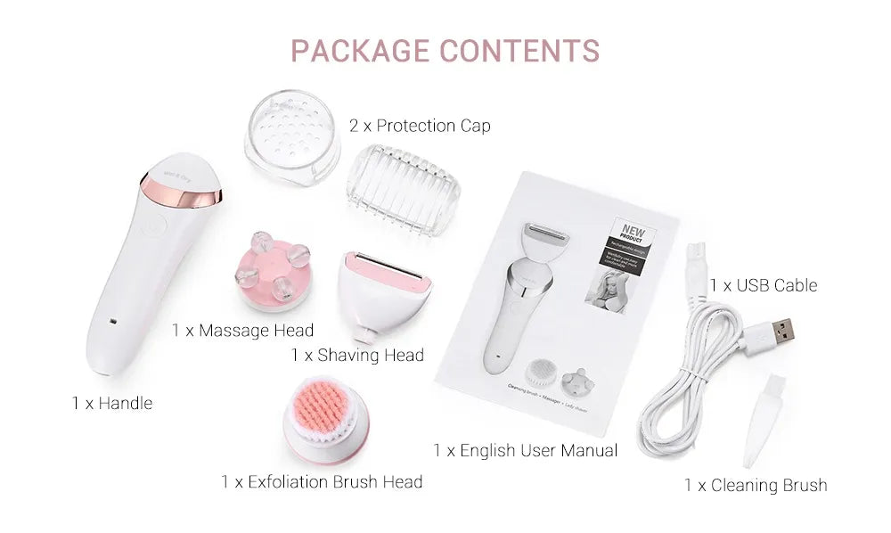 ماشین اصلاح صورت بانوان – کوچک و قابل حمل، سه‌کاره برای پاک‌سازی پوست صورت