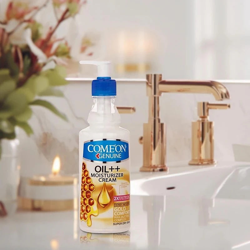 کرم مرطوب کننده صورت و بدن کامان مدل عسل مخصوص پوست خشک، حاوی شی‌باتر، موم زنبور عسل و وازلین، حجم 400 میلی‌لیتر