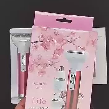 اپیلاتور برقی چهارکاره بانوان – اصلاح مو، ماشین اصلاح و اپیلاتور ضدآب برای صورت، زیر بغل، ناحیه بیکینی و بینی