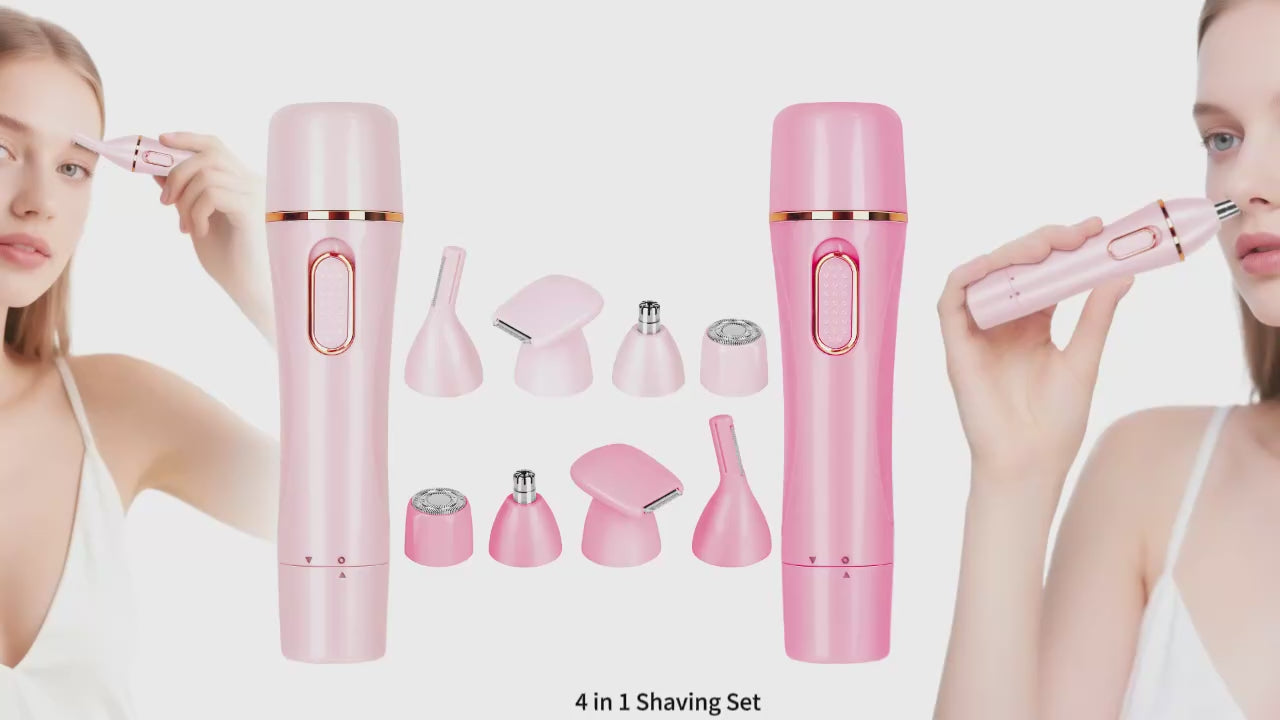 ماشین اصلاح برقی چهارکاره بانوان – حذف مو، شارژ با یو‌اس‌بی، شانهٔ بینی و ابرو، قابل حمل