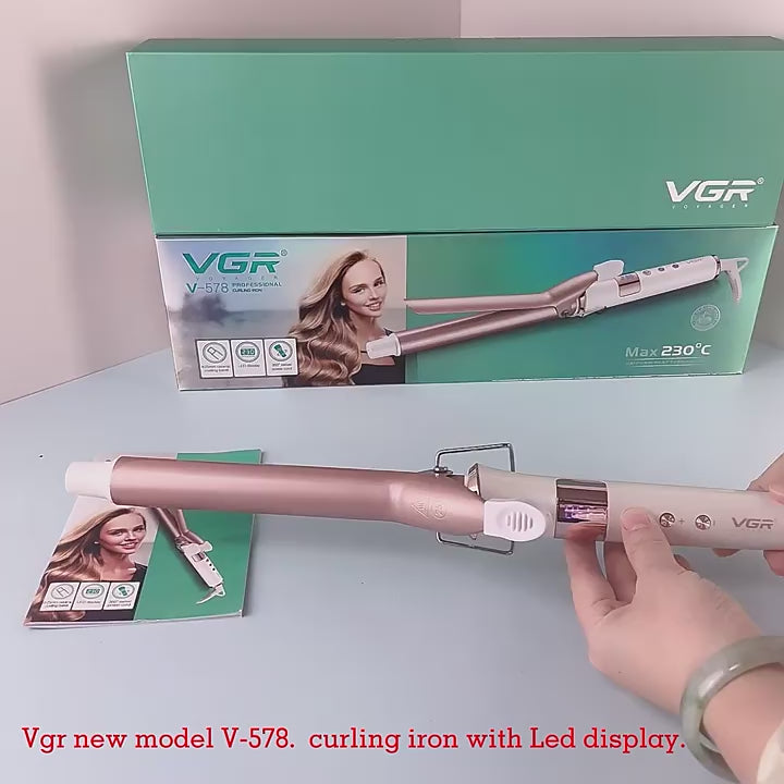 دستگاه فر موی حرفه‌ای برقی – فرکننده سریع با لولهٔ سرامیکی ۲۵ میلی‌متری، حداکثر دمای ۲۳۰ درجه سانتی‌گراد، قابل تنظیم  (سفید و رزگلد)