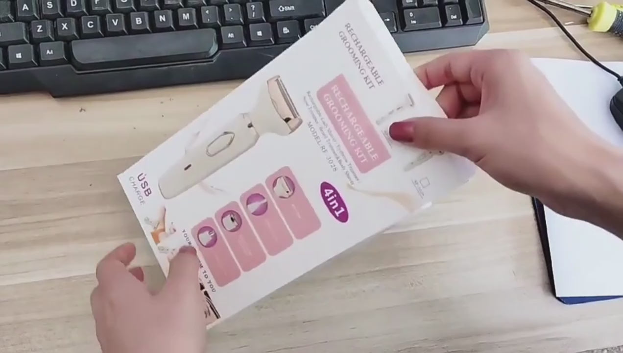 ماشین اصلاح برقی زنانه | ۴ در ۱ | صورت، بینی، ریش، سبیل، بازو، پا، زیر بغل، بیکینی | بدون درد و قابل شارژ